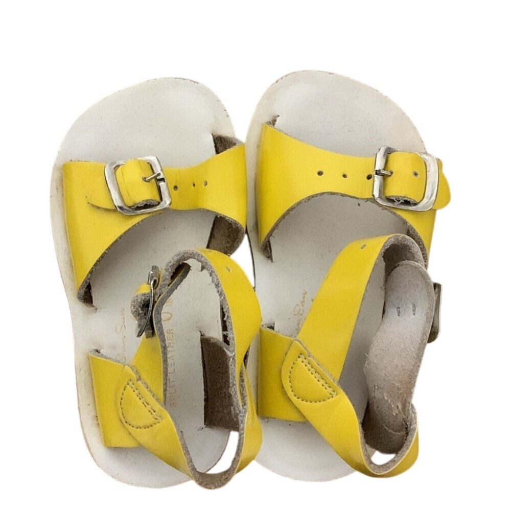 Salt Water Sandals by Hoy Surfer Yellow Leather Buckle Strap Sandals Kids Size 6